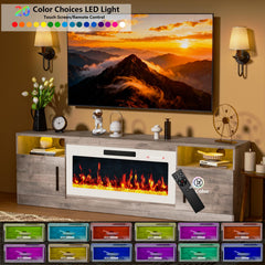 PRETZI Fireplace TV Stand with 36" Fireplace Up to 80" TVs for Living Room
