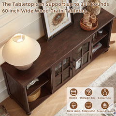 RWYHG Farmhouse TV Stand for 60 in TV, Entertainment Center for Living Room
