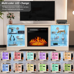 PRETZI Fireplace TV Stand with 36" Fireplace Up to 80" TVs for Living Room