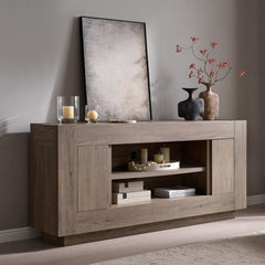 OKD 70" TV Stand for 80" TV, Thick Block Media Console, Antique White