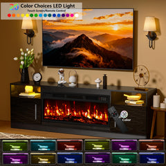 PRETZI Fireplace TV Stand with 36" Fireplace Up to 80" TVs for Living Room