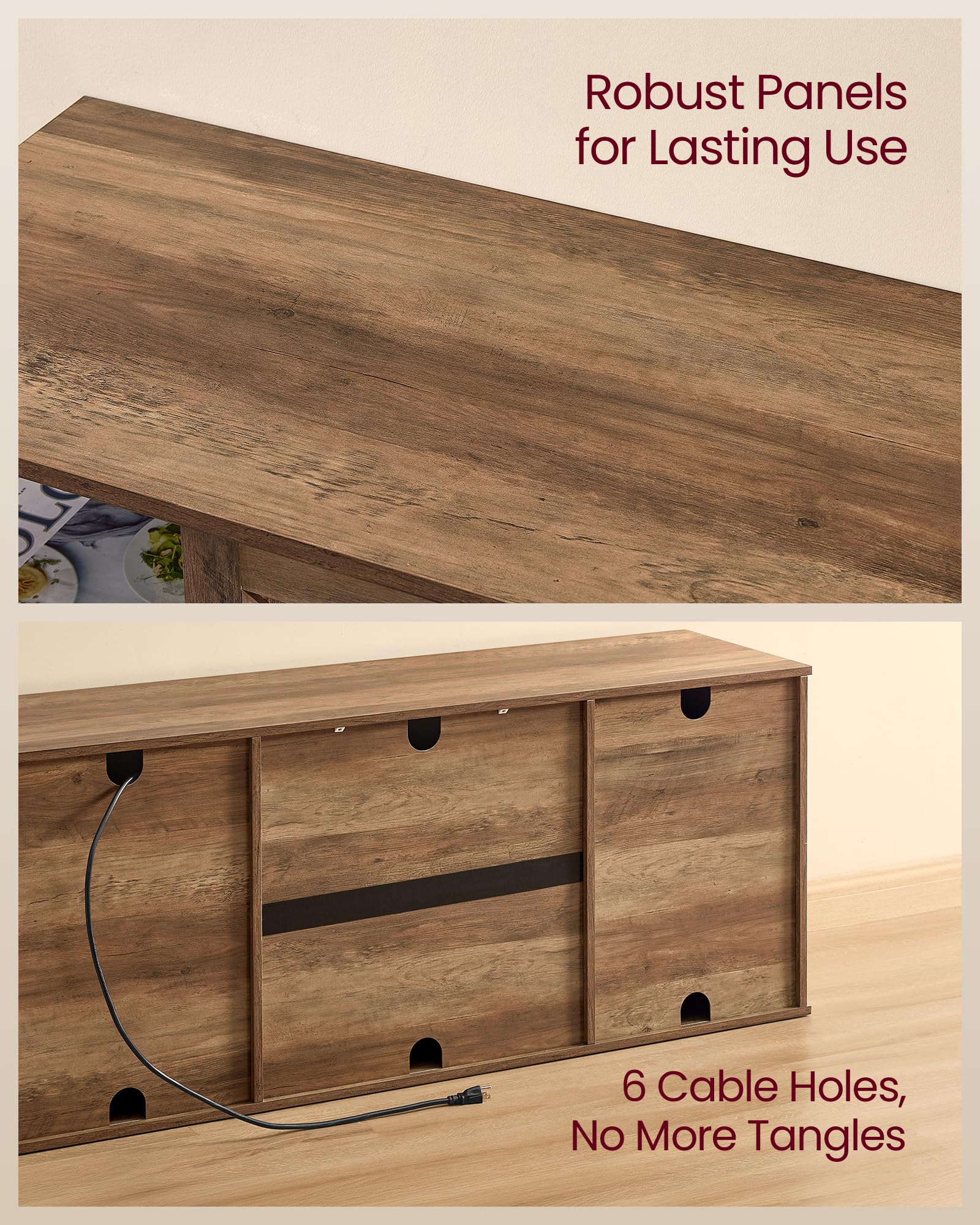 VASAGLE Farmhouse TV Stand for TVs up to 65 Inches, Entertainment Center with Storage Cabinets and Sliding Barn Doors, Media Console Table for Living Room, Honey Brown ULTV535K101