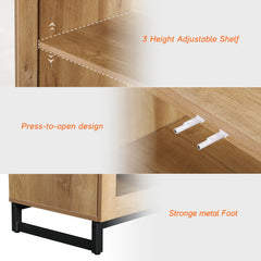 WAMPAT Modern TV Stand with Glass Doors for 80-120 inch TVs, 4 in 1 Entertainment Center Console with 4 Drawers and Metal Base for Living Room, Bedroom, Brown