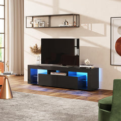 WLIVE 63 Inch TV Stand for 55/65/70 Inch TVs, Modern Entertainment Center with 20 LED Lights & 2 Large Storage Drawers, Media Console Table, Gaming Television Stands for Living Room, Bedroom, Black