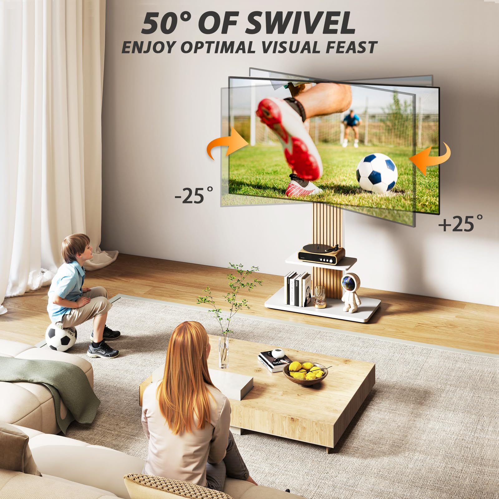 TVON Heavy Duty Rolling TV Stand for 55-100 inch Large Screens