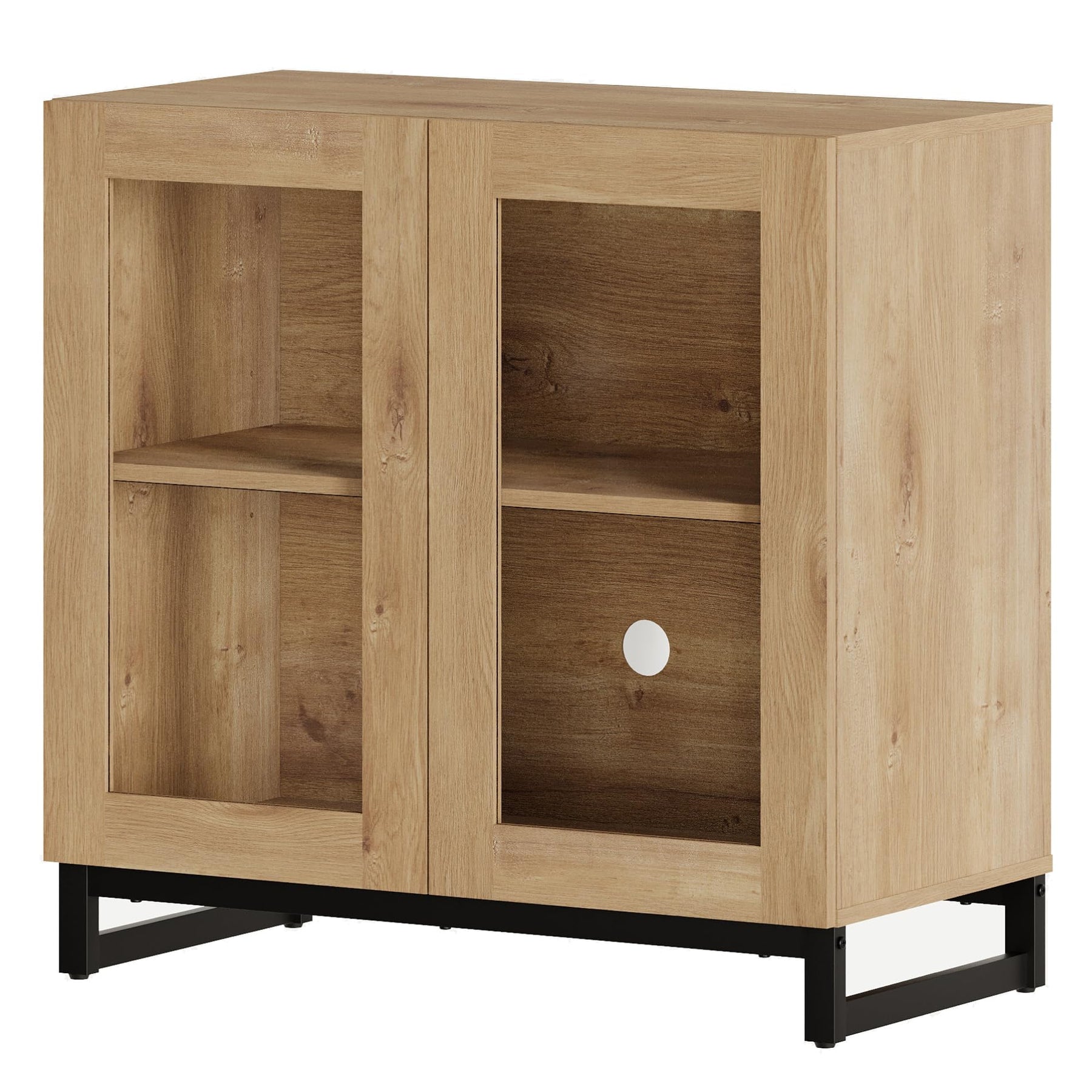 WAMPAT Modern TV Stand with Glass Doors for 80-120 inch TVs, 4 in 1 Entertainment Center Console with 4 Drawers and Metal Base for Living Room, Bedroom, Brown