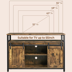 Yaheetech Farmhouse TV Stand for 55 Inch, Sliding Barn Door, Rustic Brown