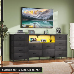 WLIVE LED Dresser TV Stand for 65 Inch TV, 8 Drawers, White