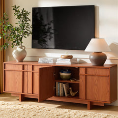 Vitalikus 65.6" Mid Century Modern TV Stand for 75 Inch TV, Walnut