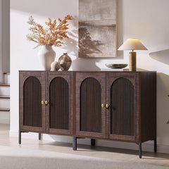 IFBUY 92.63" W Mid Century Modern TV Stands for Living Room, Brown