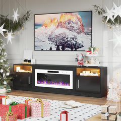 PRETZI Fireplace TV Stand with 36" Fireplace Up to 80" TVs for Living Room