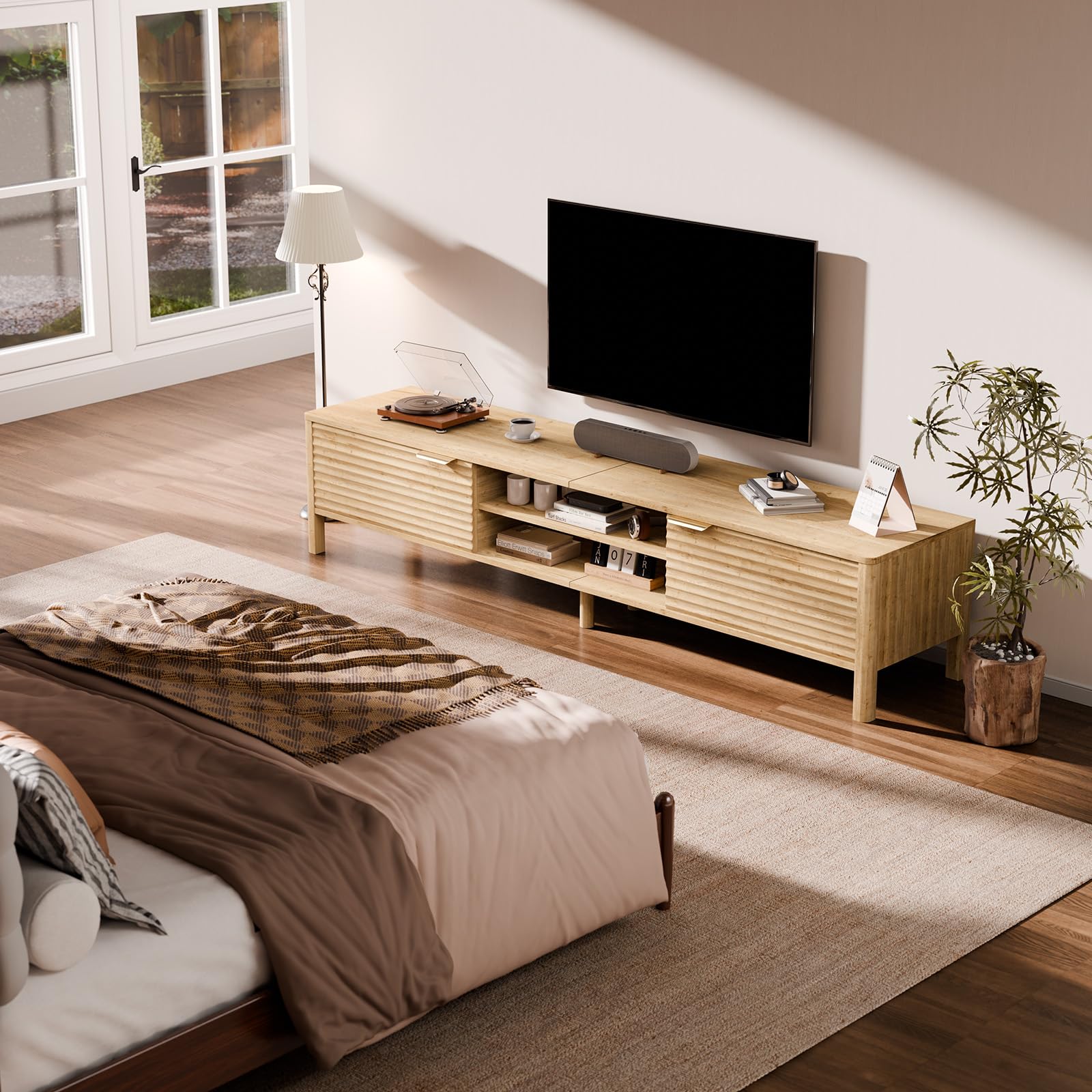 TV Stand for Living Room up to 65 Inch TVs Entertainment Center Oak 59"