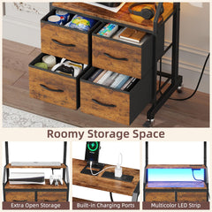 GYIIYUO Rolling TV Stand with Mount & 4 Fabric Drawers for 32-75 inch TVs