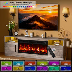 PRETZI Fireplace TV Stand with 36" Fireplace Up to 80" TVs for Living Room