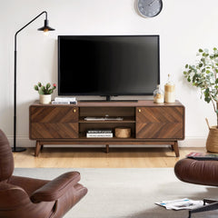 LuxenHome 63" Mid Century Modern TV Stand for Living Room for TVs up to 65"