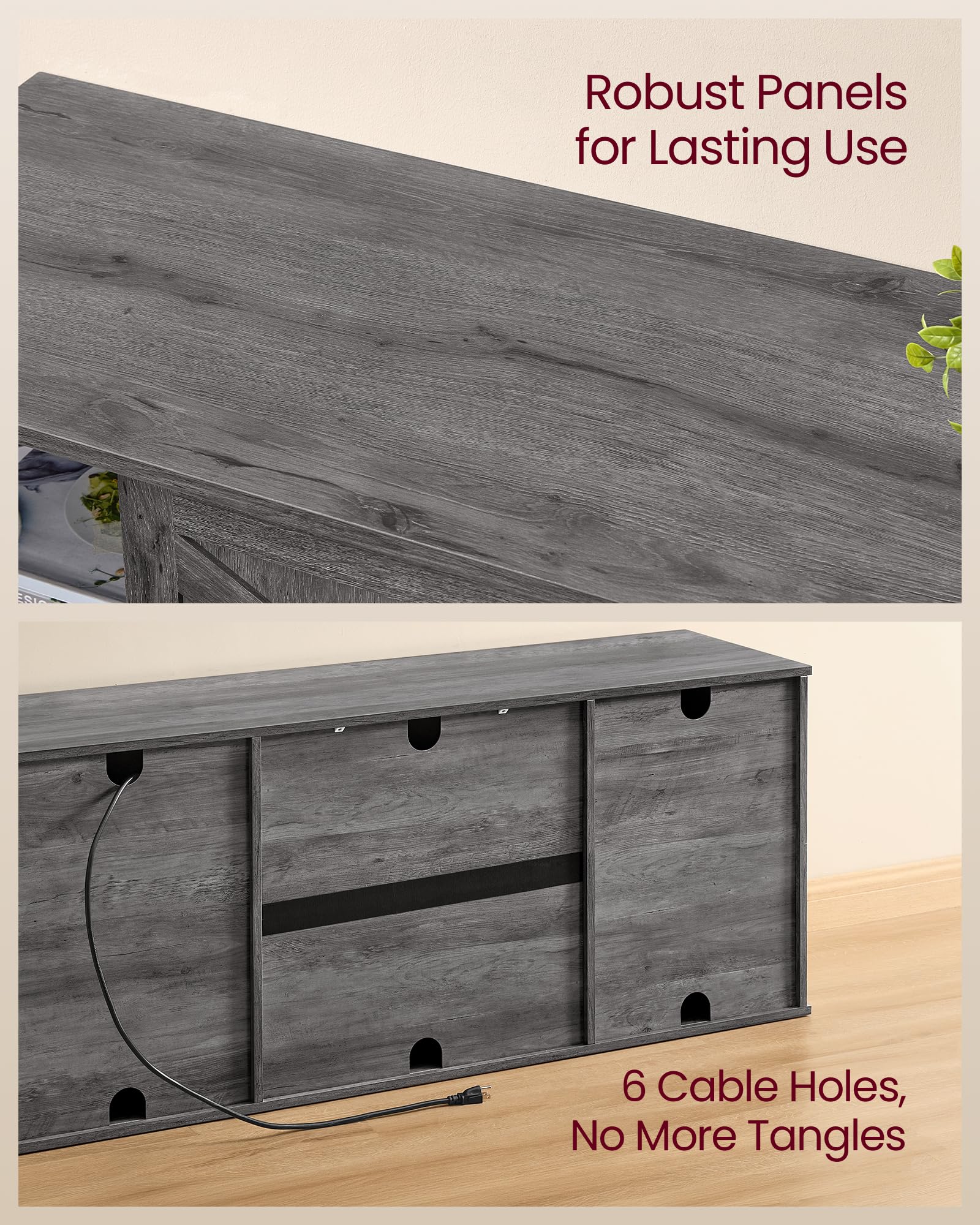 VASAGLE Farmhouse TV Stand for TVs up to 65 Inches, Entertainment Center with Storage Cabinets and Sliding Barn Doors, Media Console Table for Living Room, Honey Brown ULTV535K101