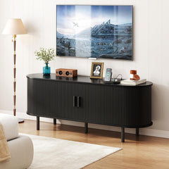 ONBRILL 70.8" TV Stand with Power Outlet for TVs up to 75 Inch, Entertainment Center with Storage and Adjustable Shelves, Modern Media Console with Sliding Doors for Living Room, Walnut