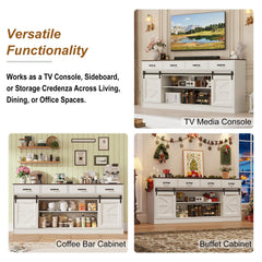 70" Large Farmhouse Tall TV Stand for 85/80/75/70 Inch TVs,4 Drawers,Brown