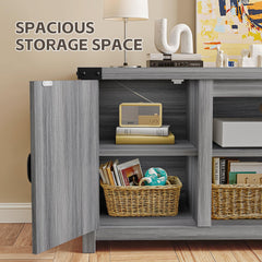 YESHOMY Modern Farmhouse TV Stand with Barn Door for 65 Inch TV, Gray Wash