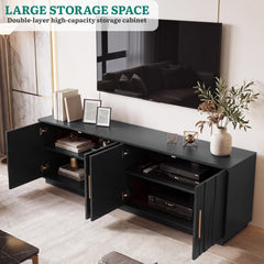 YITAHOME 70" Mid Century Modern TV Stand for 80 Inch TV, Storage, Walnut
