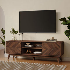 LuxenHome 63" Mid Century Modern TV Stand for Living Room for TVs up to 65"