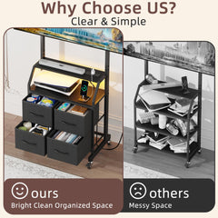GYIIYUO Rolling TV Stand with Mount & 4 Fabric Drawers for 32-75 inch TVs