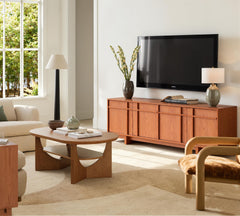 Vitalikus 65.6" Mid Century Modern TV Stand for 75 Inch TV, Walnut