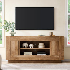 OKD 70" TV Stand for 80" TV, Thick Block Media Console, Antique White