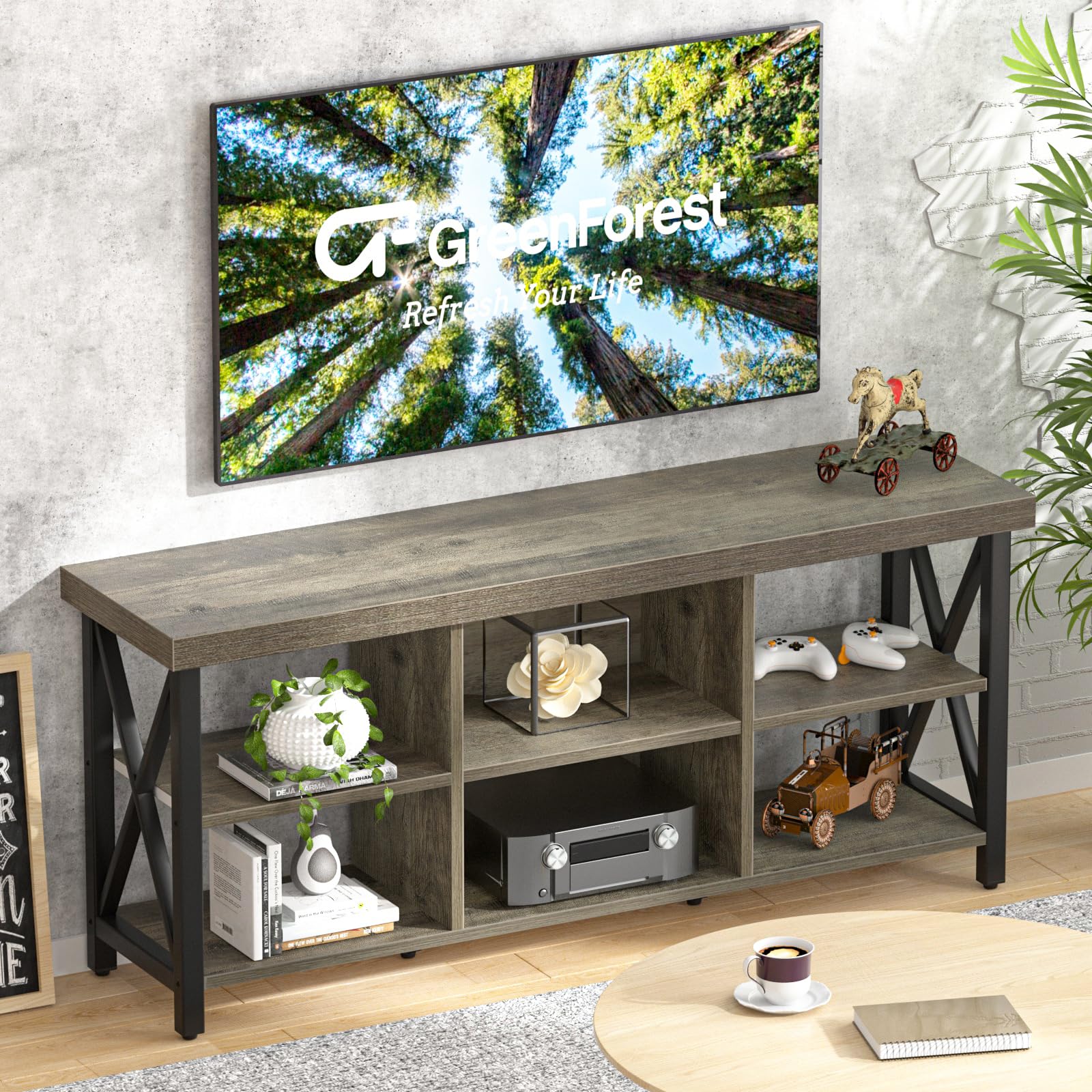 GreenForest TV Stand for 65 in TV, 55" Entertainment Center for Living Room