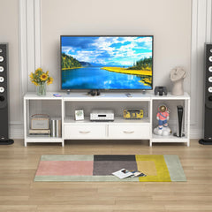 GYIIYUO TV Stand with Fabric Drawer - Entertainment Center and Industrial TV Console Table with Open Storage Shelves for Living Room, Bedroom - 55.1" Rustic Brown