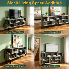 ACOHOOK Walnut 60" Mid-Century TV Stand with Storage Open Shelf