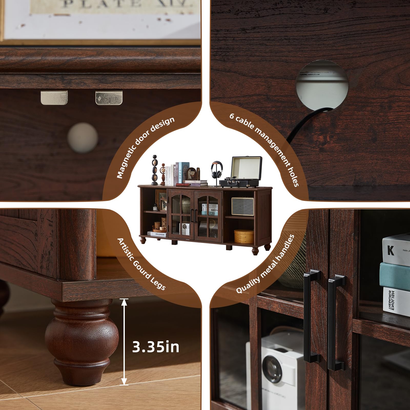 RWYHG Farmhouse TV Stand for 60 in TV, Entertainment Center for Living Room