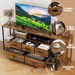Welfuturer TV Stand for TVs Up to 75 Inch, Rustic Brown
