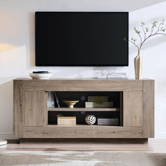 OKD 70" TV Stand for 80" TV, Thick Block Media Console, Antique White