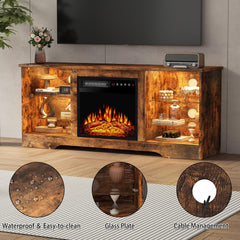 PRETZI Fireplace TV Stand with 36" Fireplace Up to 80" TVs for Living Room