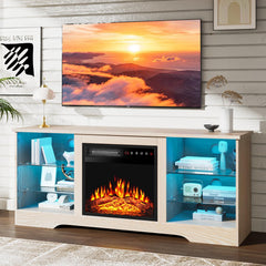 PRETZI Fireplace TV Stand with 36" Fireplace Up to 80" TVs for Living Room