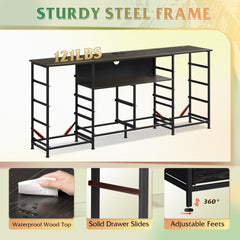 WLIVE LED Dresser TV Stand for 65 Inch TV, 8 Drawers, Rustic Brown