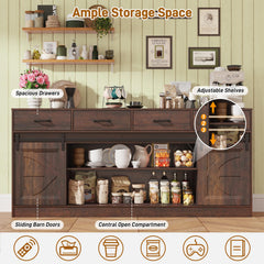 70" Large Farmhouse Tall TV Stand for 85/80/75/70 Inch TVs,4 Drawers,Brown