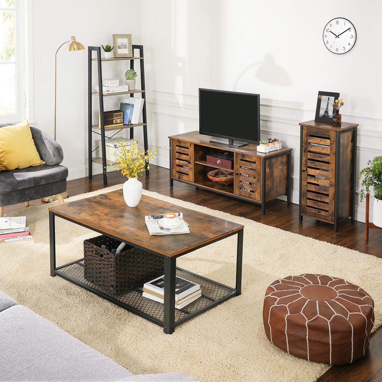 VASAGLE TV Stand, Farmhouse Entertainment Center with Storage Cabinets
