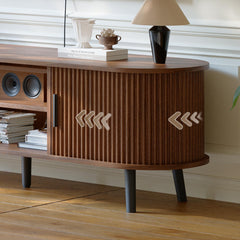 ChooChoo 54" Mid Century Modern TV Stand with Fluted Sliding Doors