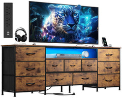 WLIVE LED Dresser TV Stand for 65 Inch TV, 8 Drawers, White