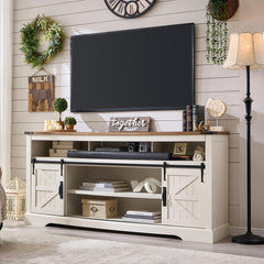 OKD 70" Farmhouse TV Stand for TVs up to 80", Antique White