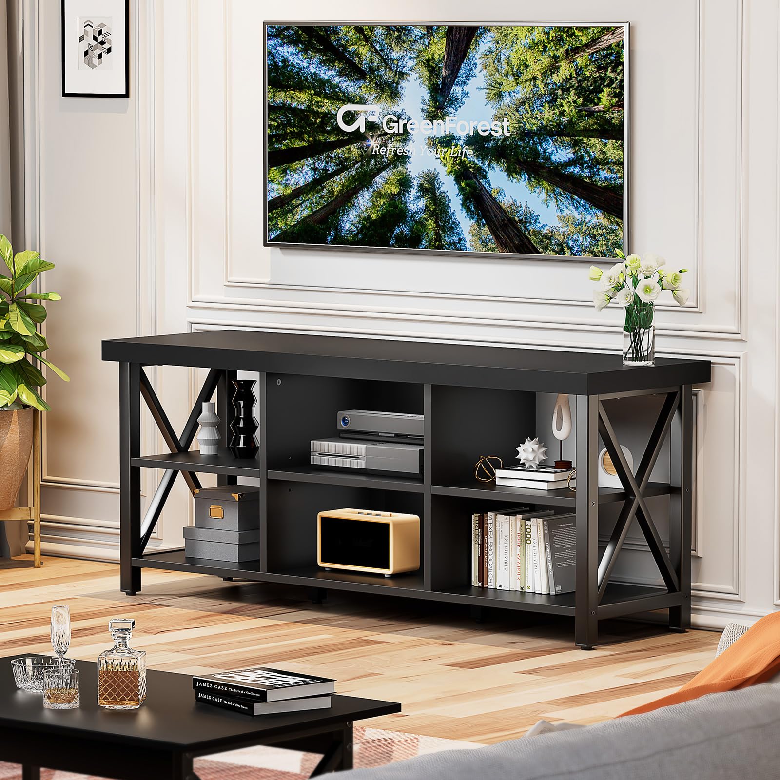 GreenForest TV Stand for 65 in TV, 55" Entertainment Center for Living Room