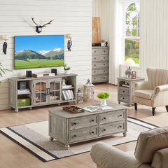 RWYHG Farmhouse TV Stand for 60 in TV, Entertainment Center for Living Room