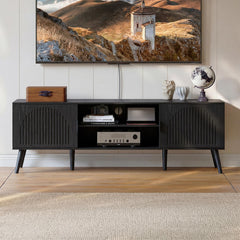 ChooChoo TV Stand with Open Shelves for 65 Inch TVs, Mid Century