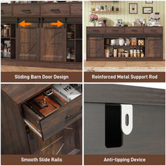 70" Large Farmhouse Tall TV Stand for 85/80/75/70 Inch TVs,4 Drawers,Brown