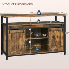 Yaheetech Farmhouse TV Stand for 55 Inch, Sliding Barn Door, Rustic Brown