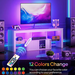 CHOEZON LED TV Stand for 60 inch TVs, Media Entertainment Center, White