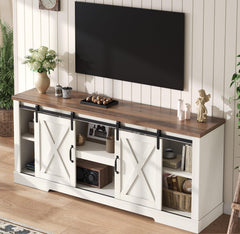 AMERLIFE 66" TV Stand for Living Room, Entertainment Center, Brown