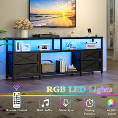 JUSTOGO TV Stand with Drawers for 65 70 75 Inches TV, Entertainment Center